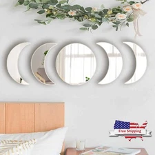 Small Wall Mirrors Decorative Set Of 5| Moon Phase Mirrors For Wall Decor Home