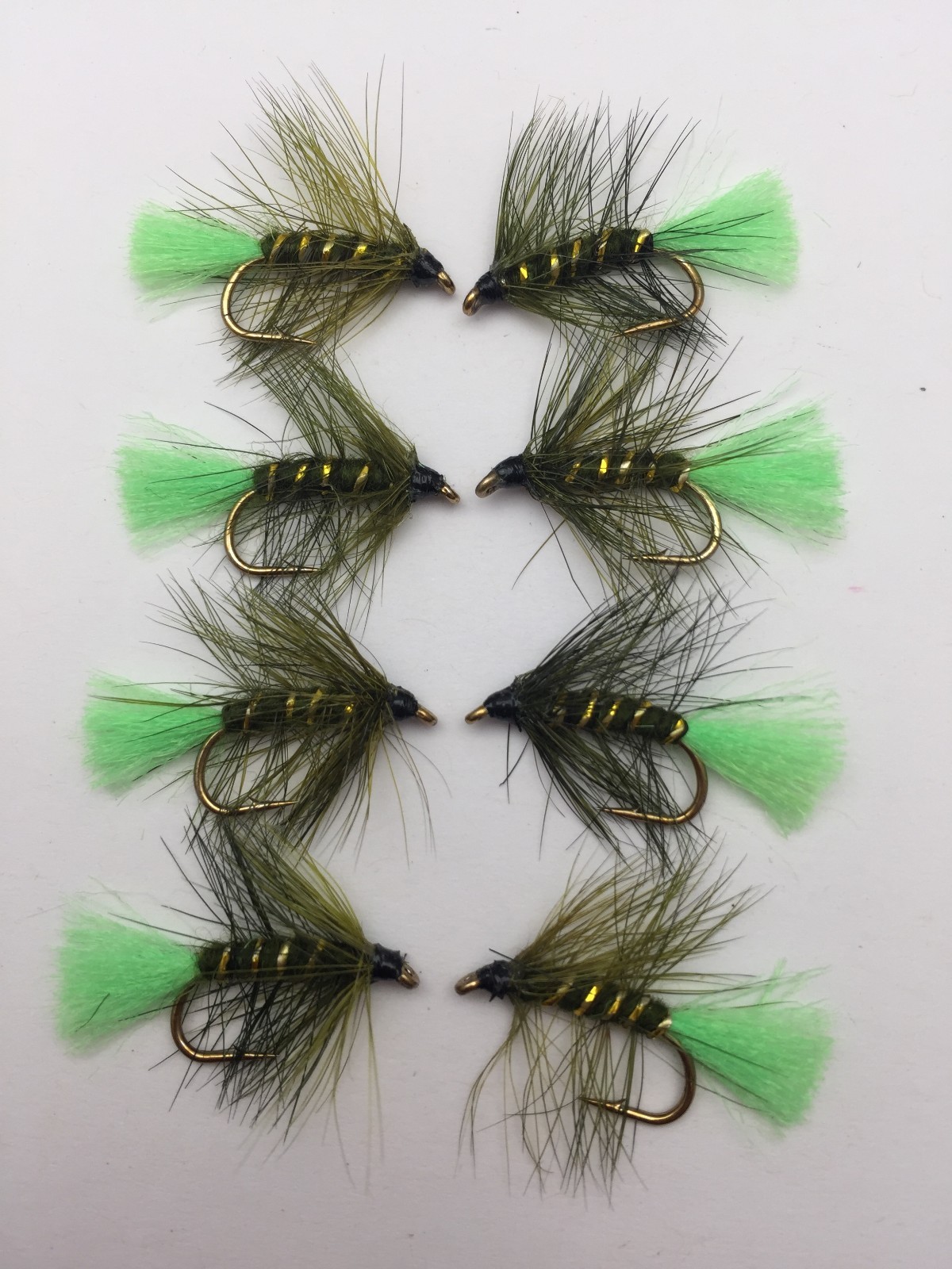 Fly Fishing PRIME PALMER FLUO TAIL OLIVE Size 10-12 pack of 8