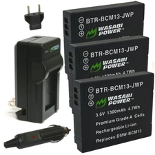 Wasabi Power Battery (3-Pack) and Charger for Panasonic DMW-BCM13