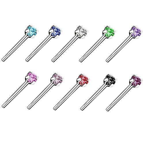 XFSRG Nasenpiercing Stecker - Kristall Doppelring Silber Für Damen & Herren