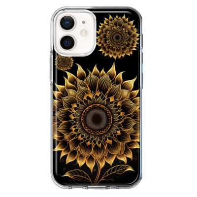 For Apple iPhone 12 Shockproof Case Mandala Sunflowers Pattern