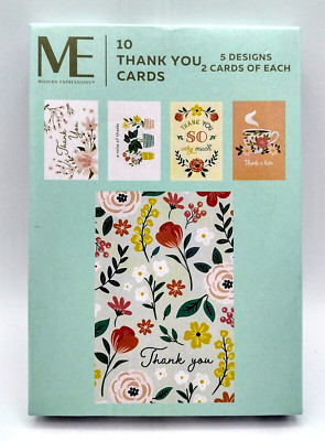 Thank You Notes by Modern Expressions 5 Floral Designs 10 Cards Total 4 x 6 NEW