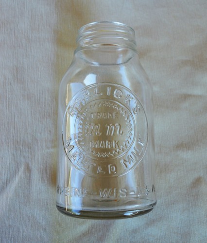 5" Clear Glass Horlick's Malted Milk Bottle Racine Wis USA Hazel Atlas Embossed - Picture 2 of 14