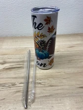 Zonegrace Stainless Steel Skinny Tumbler 20oz Tis `The Season With Lid And Straw