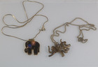 Lot of 2 Vintage elephant cloisonné enamel necklace enamel spain — photo 10