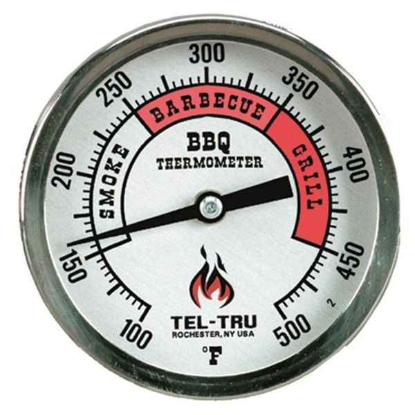 TelTru BQ300 BBQ Grill & Smoker Thermometer Aluminum 3" Dial w/ 2.5