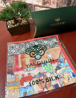 YALGUUN ACCESSORIES 100% SILK WOMEN LADY SCARF 55 X 55cm MADE IN MONGOLIA