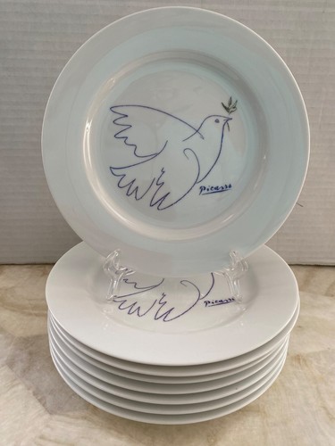 PICASSO Living Dove Dessert Salad Plate Porcelain Masterpiece Editions Set of 8