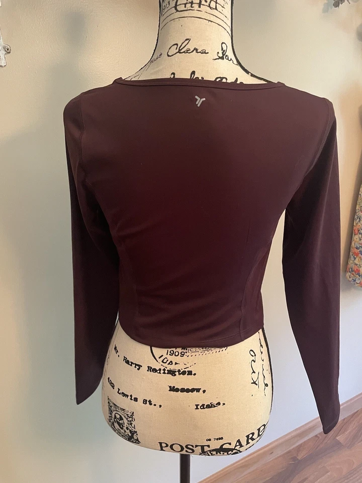 Women’s ￼OLD NAVY Brown Activewear Long Sleeve Top Size Small Power Soft Shirt - Image 4 of 4