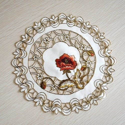 Embroidered Lace Tablecloth Floral Table Runner Doily Satin Wedding Dining Decor - Picture 13 of 26