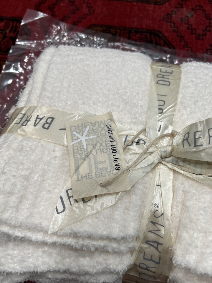 BAREFOOT DREAMS CozyChic Stripe Throw Blanket 45"x 60" Dove Gray/Cream