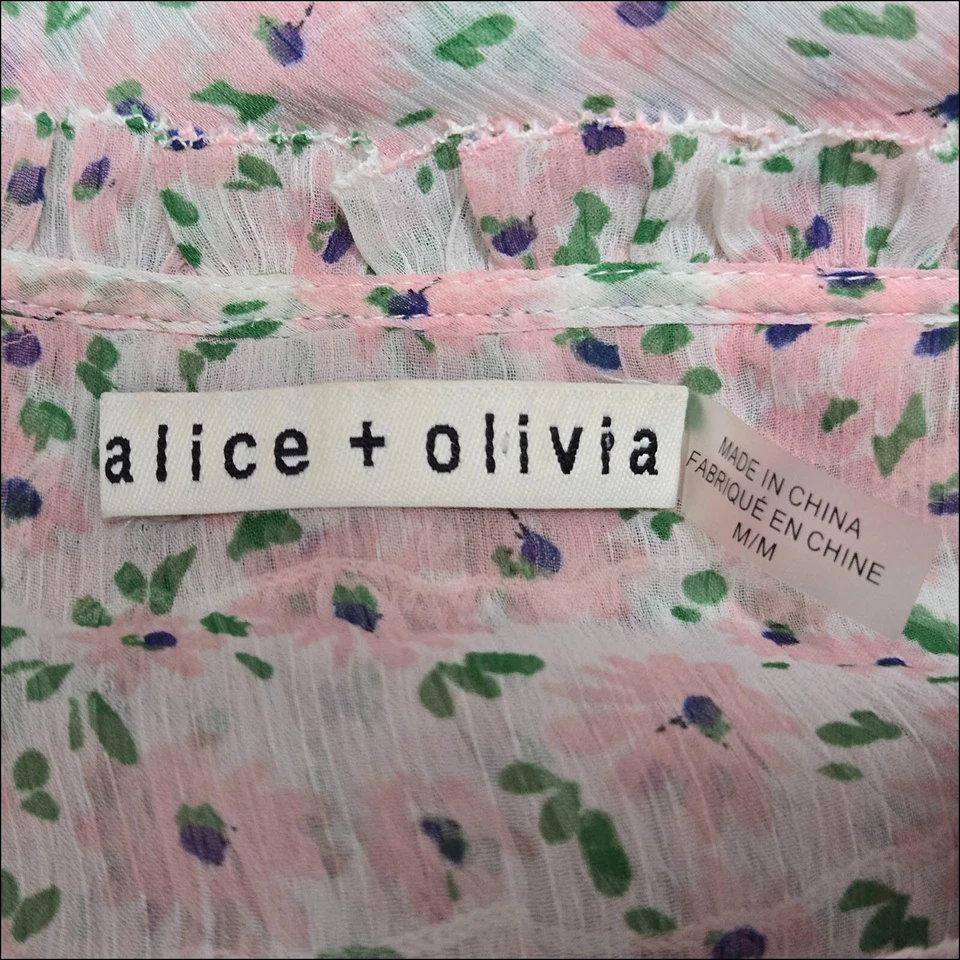Блузка Alice + Olivia M женская разноцветная на пуговицах многоуровневая дышащая деловой топ - Изображение 3 из 4