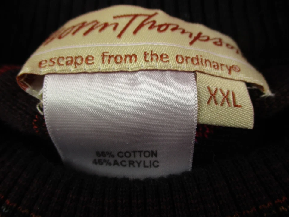 Suéter Tejido 3D Vintage Norm Thompson Hombres Rojo Multicolor 2XL Grueso Texturizado Foto 3 de 4