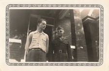 WWII Era Photograph Ephemera 1940s Military Uniform Navy Sailor on Porch 5"x3.5"