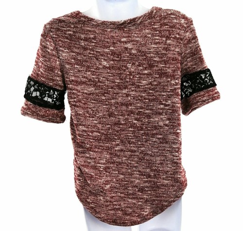 My Belle Girls 4 Short Sleeve High Low Top Burgundy With Hearts - Picture 8 of 12