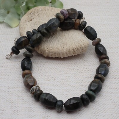 Vintage DTR Jay King Mine Earth Tone Jasper Sterling Silver 20'' Necklace