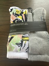 Men's Quiksilver Crew Socks 5 Pair Shoe Size 6-12 NWT