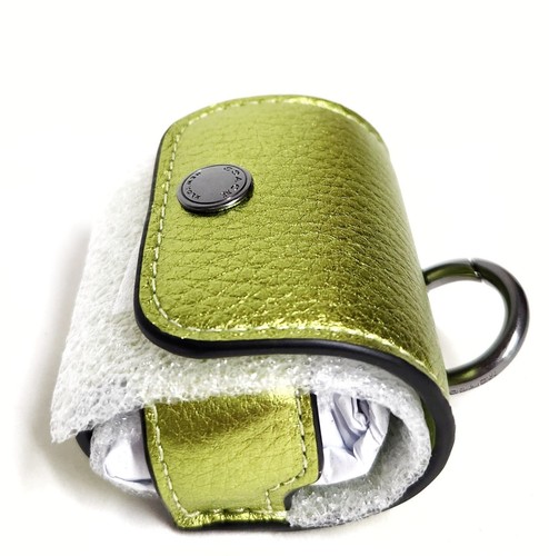 Coach Large Wireless Earbud Pro Case QB Metallic Citrine Green Foil Leather NWT - Picture 4 of 19