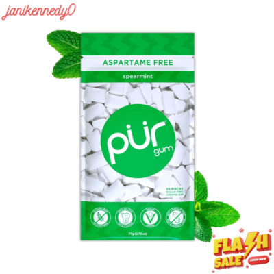PUR Gum | Aspartame Free Chewing Gum | 100% Xylitol | Natural Spearmint Flavored