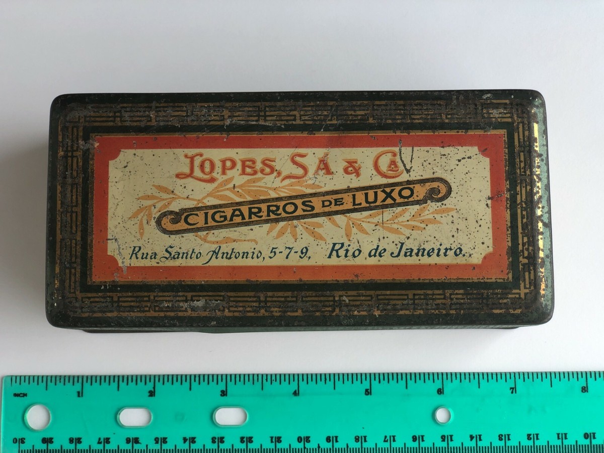 107 YEARS OLD CIGARETTE PACK METAL TIN: LOPES SA SAO LOURENCO BRASIL BRAZIL  1915