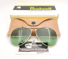 Vintage B&L Bausch & Lomb Bushnell Green Aviator Sunglasses w/Case & Box