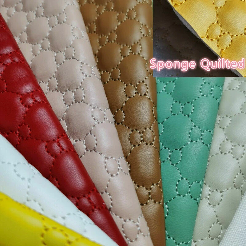 Tela de cuero PU bordada hágalo usted mismo esponja acolchada material de tapicería de coche Foto 3 de 4