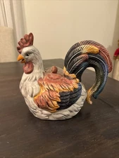 Rare Seymour Mann Hand Painted Brown and White Rooster Teapot Exc Condition