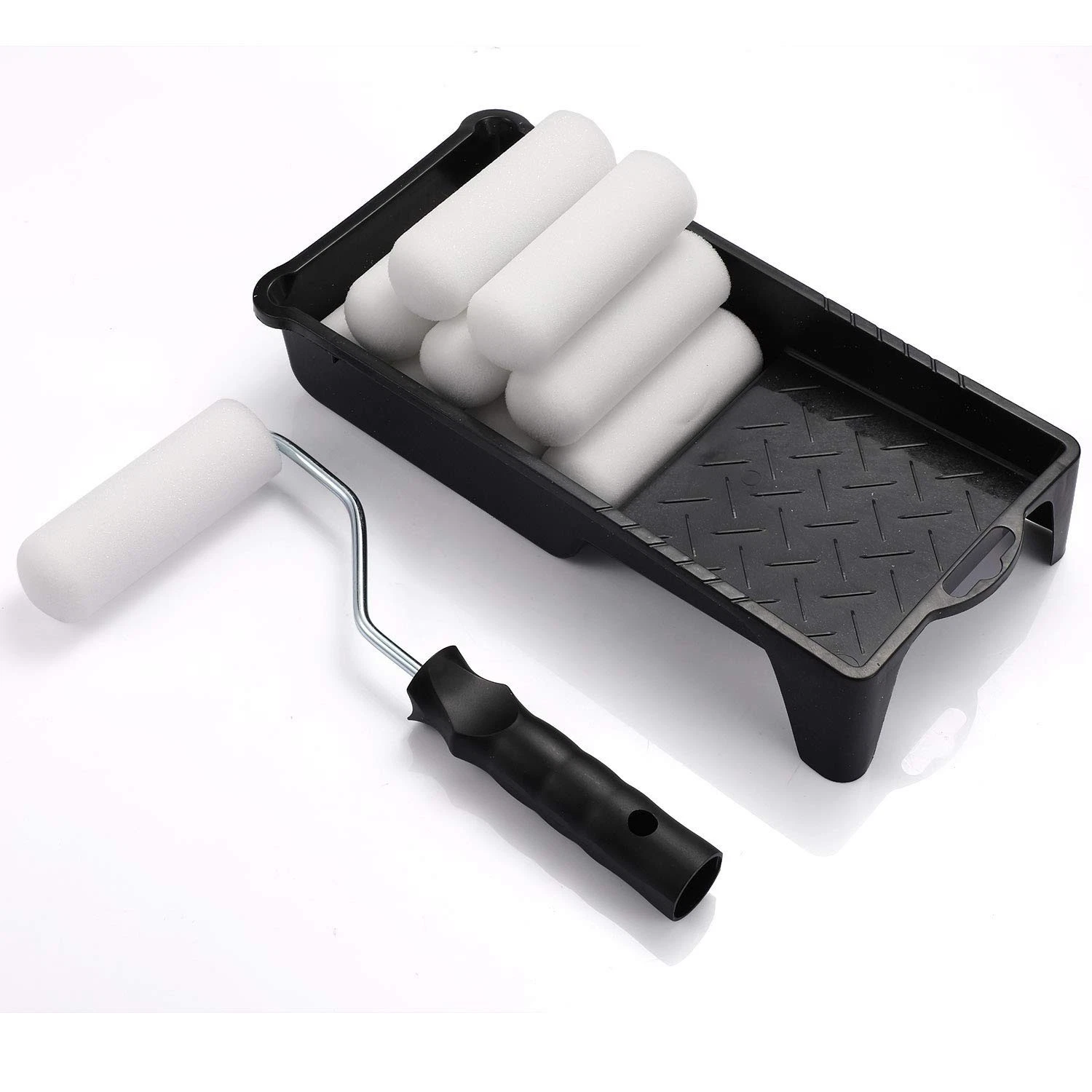 Foam Paint Roller, Roller Frame with 4-Inch Mini Paint Roller Cover Refills w...