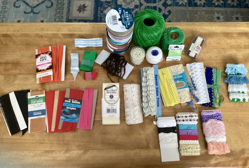 Large Lot of Sewing/Crafting Supplies: Ribbon, Lace, Trims, Thread, & More