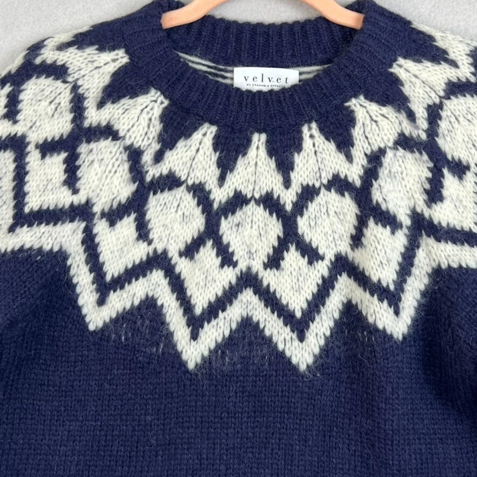 Velvet by Graham & Spencer Sweater Womens Size XS Alexa Fair Isle Alpaca Wool - Image 3 of 4