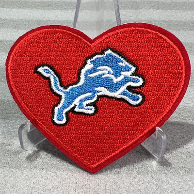   NICE Detroit Lions Heart Love Iron On Embroidered Patch NFL Roary ~FREE SHIP!