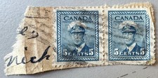 KING GEORGE VI in NAVAL UNIFORM CANADA 5 CENT STAMP | 1942 | BLUE | 2 stamps