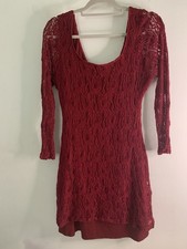 Liberty Love Red Midi Dress XL Bodycon Fitted Lining Scoopneck Stretch Holiday