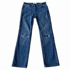 Abercrombie Kids Girls Sz 15 16 Straight Leg Adjustable Waist Jeans Distressed
