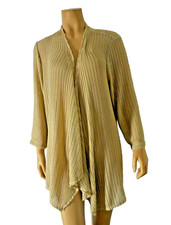 CHICOS TRAVELERS  Jacket Cardigan Duster 2/ Large beige cascading panels shimmer