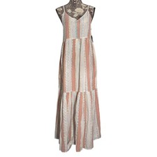 NWT $74 O'Neill Brigette Cover Up Cotton Blend Gauze Boho Striped Maxi Dress XS