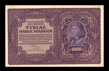 # # # Banknote Poland (Poland) 1,000 Marek 1919 (P-29) Series I aUNC # # #