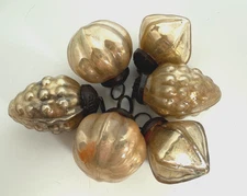 Creative Co-Op Set of 6 Distressed  Mercury Glass Ornaments Cream Color 1-1 1/2"