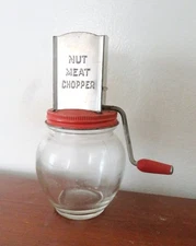 vintage NUT MEAT CHOPPER Pat 2,001.075 Glass jar base 5935