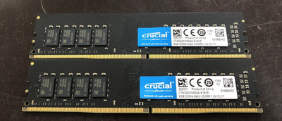 Lot of 2 -- 16GB (2x8GB) Crucial DDR4 PC4-2400 Desktop Memory RAM