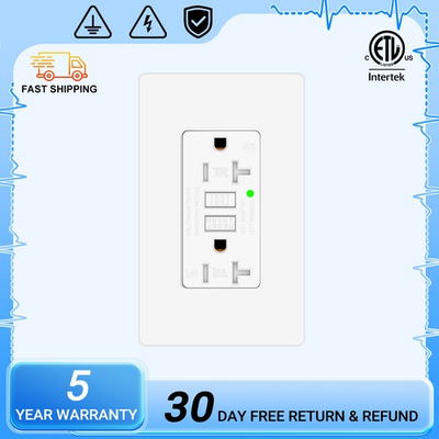 #ad 20AMP GFCI Outlet Receptacle Tamper Resistant ETL Listed White GFI TR WR GFCI $9.86