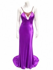 Flirt By Maggie Sottero Embellished Bright Violet Satin Formal Dress Sz 2 Fairy 