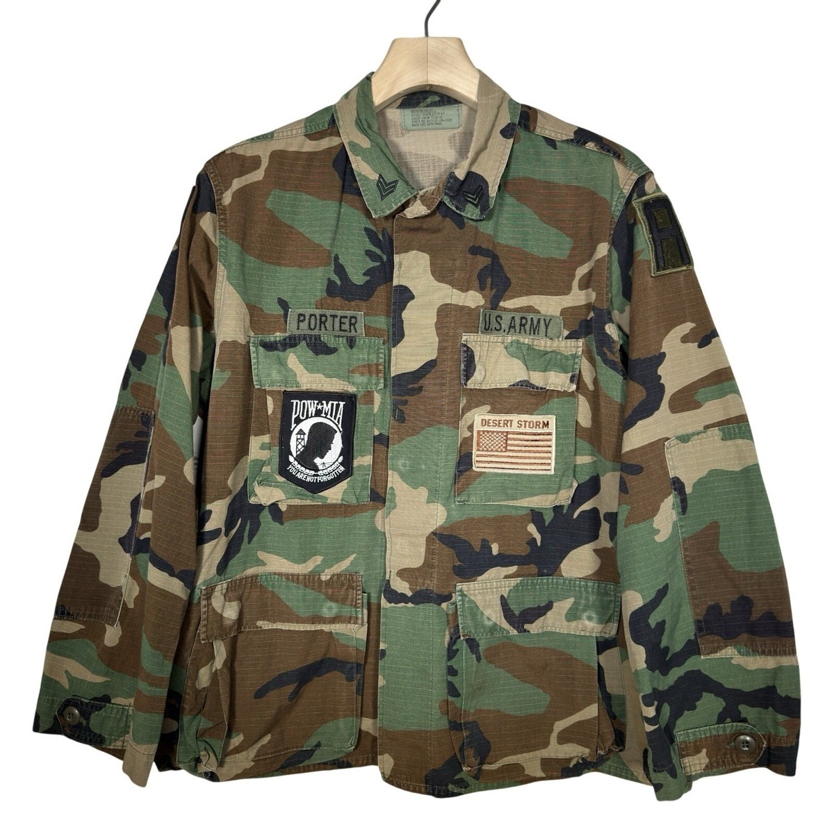 ハ*レ様 US ARMY BDU JACKET M-short Vintage US Army BDU Jacket Woodland Camo M Short Military Shirt
