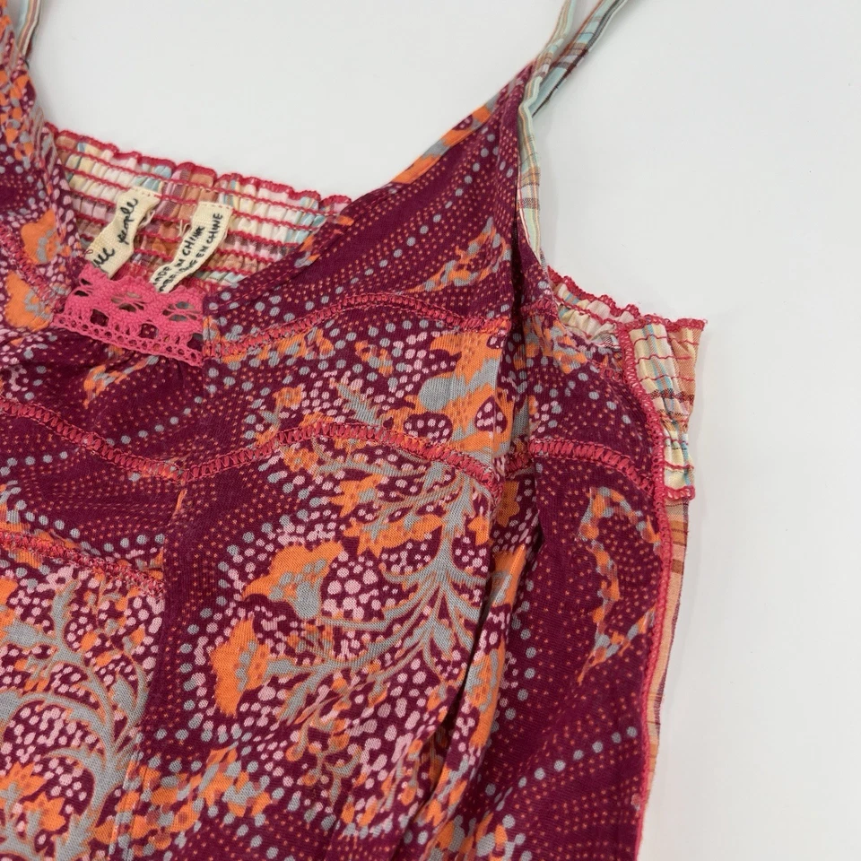 Top Cami Free People Pequeño Boho Cachemira Calado y2k Rojo Naranja Raro De Colección Foto 2 de 4