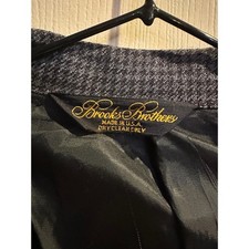 Brooks Brothers Mens BlueGry Houndstooth Blazer Sport 70 SILK30 Wool vintage