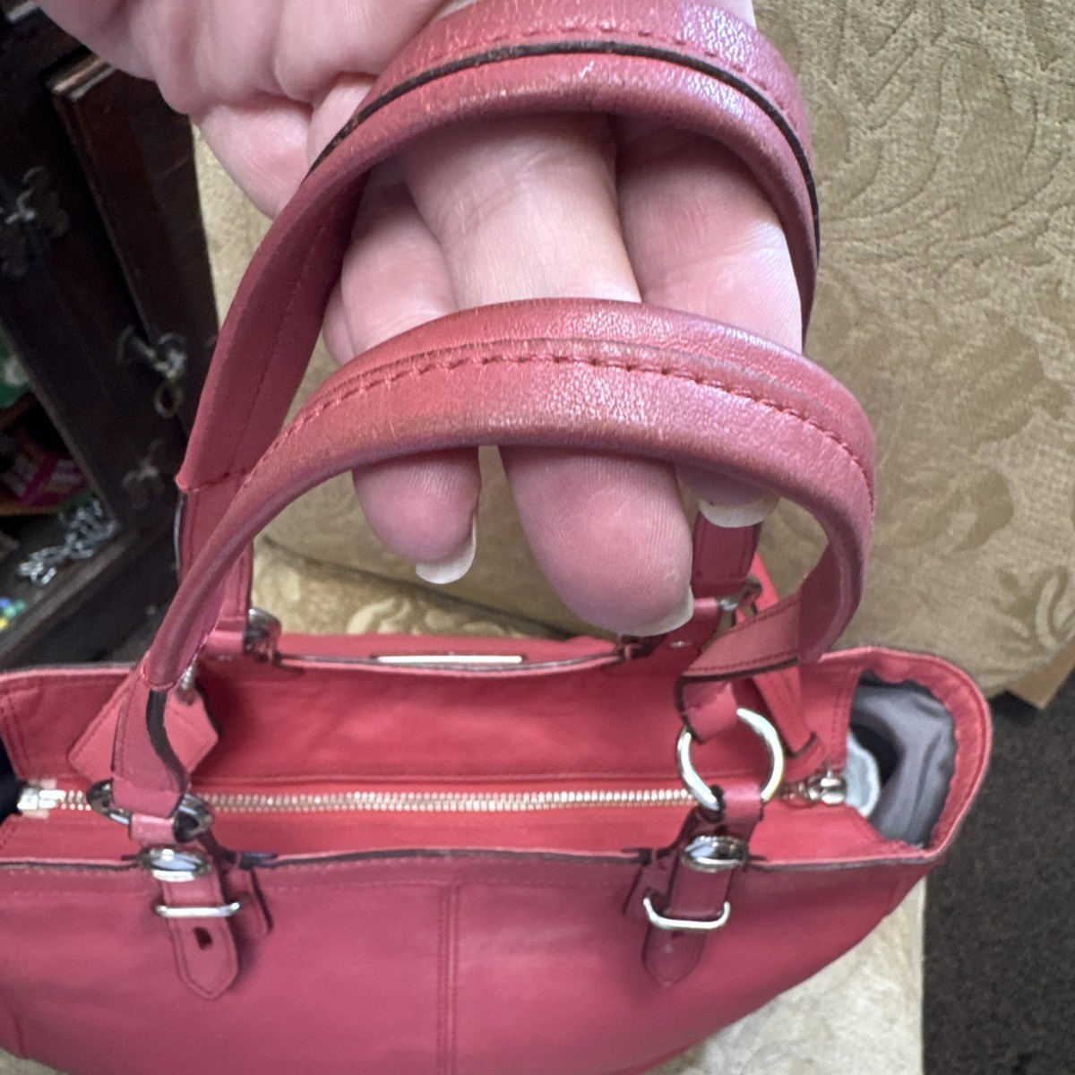 Coach East/West Gallery Double Handle Pleated Leather Tote F15147 