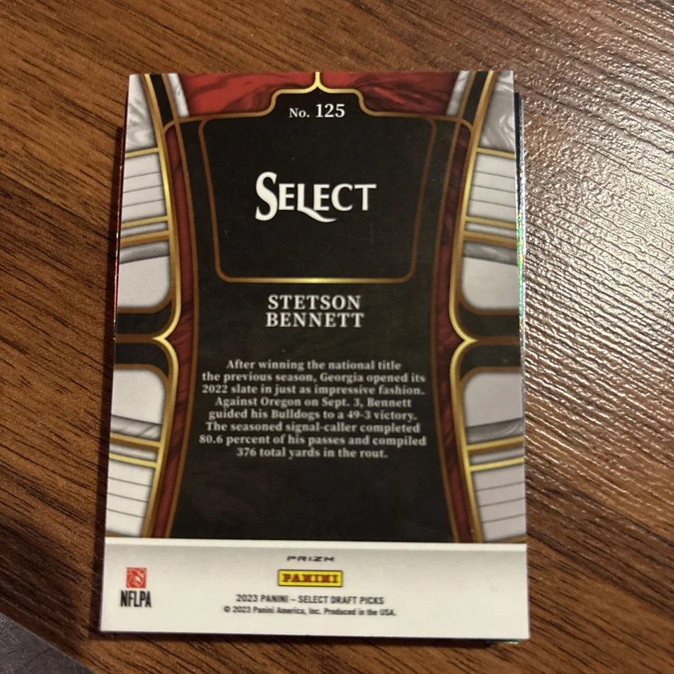 ‘23 Select Draft Picks - Field Level Stetson Bennett #125 Purple Lazer Prizm(RC) - Image 2 of 2