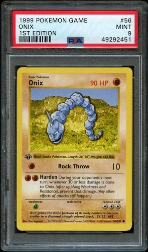 Pokemon 1st Edition Shadowless Onix #56 | PSA 10 Gem Mint | Base Set 1999