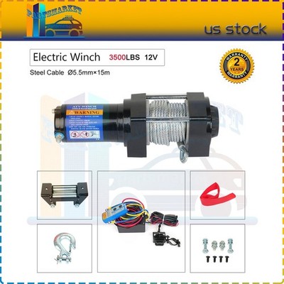 12V Electric Winch 3500LBS  ATV UTV Recovery Tow Towing 5.3mm*10m Steel Cable