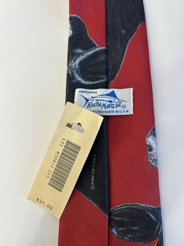New Original Sears Tag Ralph Marlin 1988 Vintage Men’s Tie Cow Blaine Hellman US - Picture 9 of 16